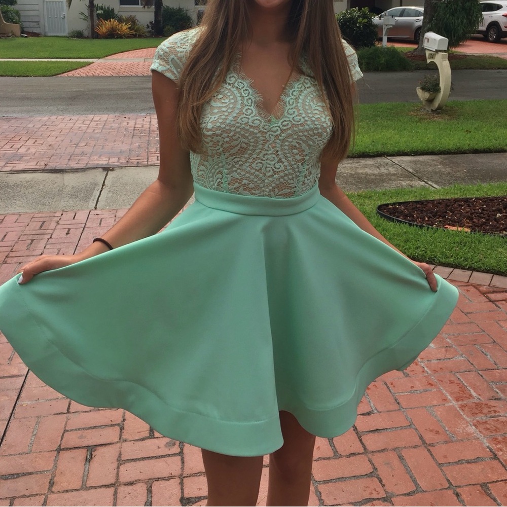 Luxxel Mint Green Lace Dress